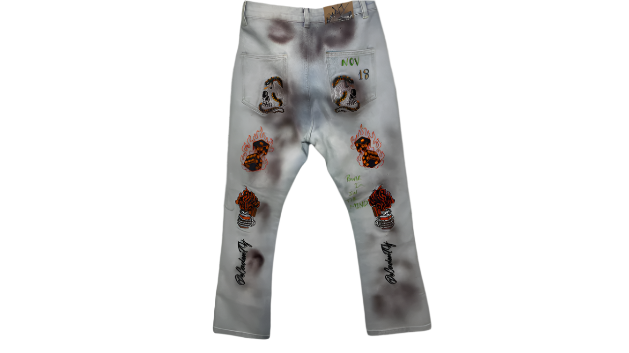 Dey-vi Power in the Mind Custom Hand-Painted Jeans